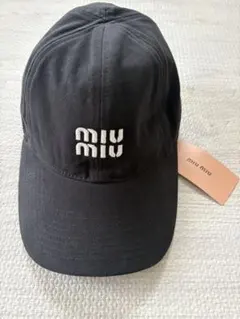 美品 ♡ miumiu ベースボールキャップ ブラック ブラック デニム ベースボールキャップ | Miu Miu