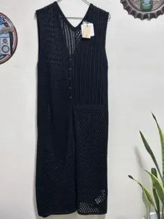[新品] r.p.s 透かし編みロングニットジレ ブラックのサムネイル