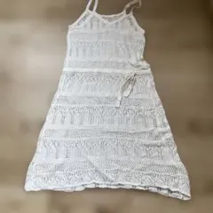 ホワイト レース編み キャミワンピース