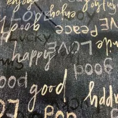 デニム調　英字柄　生地