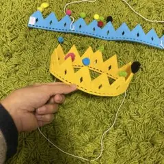 パーティーグッズ　フェルト製カラフル王冠2個セット