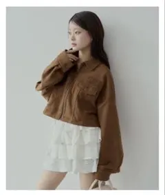 Chico ショート丈ZIPブルゾン キャメル