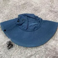 アウトドアハット　サファリハット　紫外線対策　軽量　魚釣り　キャンプ　ブルー