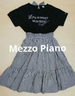 メゾピアノ ティアード ワンピース　黒　ギンガムチェック　L 160㎝