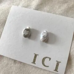 ちょこんシリーズ　オーバル型淡水パールのワンポイント　ピアス　イヤリング
