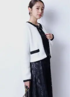 ジャスグリッティー キラキララメフェザージャケットカーディガンM