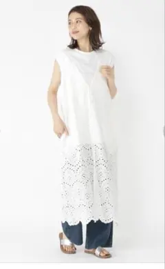 studio CLIP 総スカラップ刺繍ベストワンピース