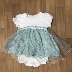 ブランシェス　80 ロンパース　カバーオール　半袖　フリル　チェック