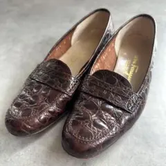 Salvatore Ferragamo クロコ型押し　ローファー　茶　23cmのサムネイル