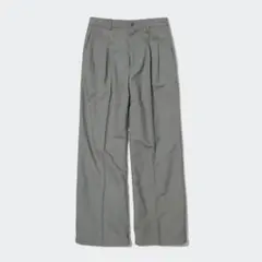ユニクロ　リネンブレンド タックワイドパンツ(オリーブ)