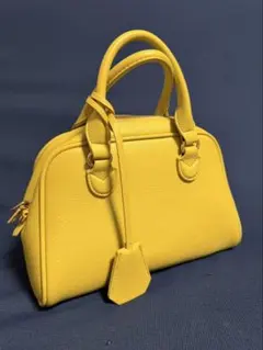イエロー ハンドバッグ ゴールドジッパー