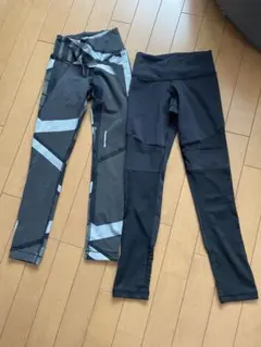 Reebok ストライプデザイン ランニングタイツ