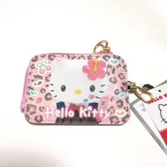 ハローキティ　ヒョウ柄　ギャル　リール付きマルチケース　パスケース
