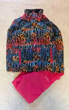 【ROXY】ロキシー スノーボード　ウェア　上下　総柄　ピンク　スキー