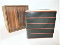 平安 象彦 五段焼物重 古漆刷毛目塗 天然木 本漆器 時代物 骨董 睦】平安 象彦 五段焼物重 古漆刷毛目塗 天然木 本漆器 時代物 骨董 共