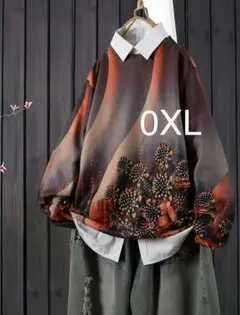 個性的なオーバーサイズフィットニット 効果プリント【新品未使用】0XLsize