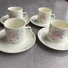 NARUMI HELIOSボーンチャイナ　コーヒーカップ&ソーサーペア　4客