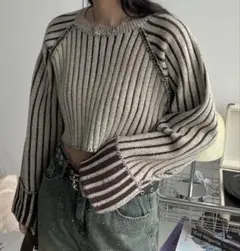 SHAGGIE　プレーティングクルーネックニット