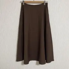 【ナチュラルビューティーベーシック】ブラウン フレアスカート ミディ丈 M