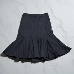 カシミヤ混✨コムサデモード マーメイドスカート 膝丈 チェック グレー 9 M