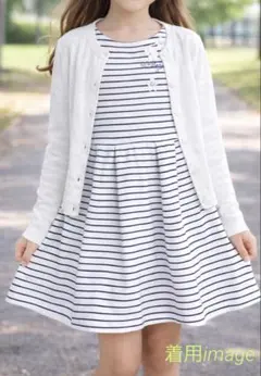 【mezzo piano】ボーダーワンピース＆カーディガン セット