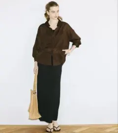 coca とろみリブスカート　ブラック　XL