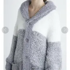 【新品.未使用】☆ジェラートピケ☆ブロックボーダーショールカーディガン☆