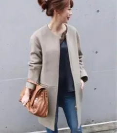 NOBLE ZIP ノーカラーコート