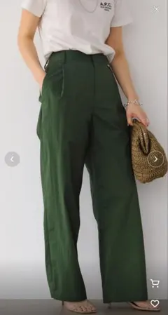 イエナ　コットンナイロンワイドテーパードパンツ　38サイズ　グリーンのサムネイル