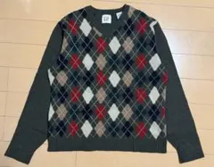 00s OLD GAP アーガイル ウールニット セーター グリーンのサムネイル