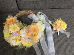 ウェディングブーケ　ブートニア　リースブーケ