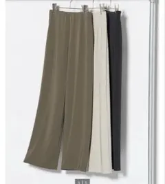 ユニクロ　クレープジャージーストレートパンツ L オリーブ