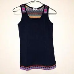 アベイル　タンクトップ　ダークネイビー　レース編み