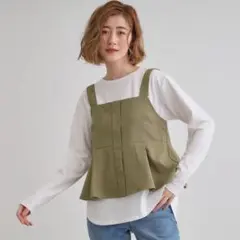 grove 麻調ビスチェ　カーキのサムネイル