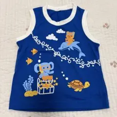 青色動物プリントタンクトップ