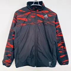 【160cm】アディダス adidasストライプ柄 ジャケット レッド ブラック