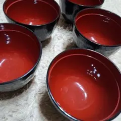 汁椀 10個セット 金文字入り 黒内朱 - メルカリ