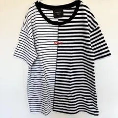 アイバー ボーダー カットソー クルーネック 半袖 M 黒白 綿 ストリート