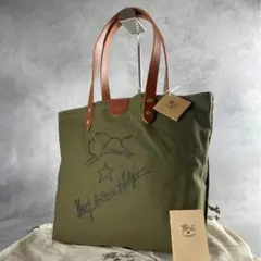 未使用　イルビゾンテ　手書きイラスト　サインロゴ　トートバッグ　レザーキャンパス