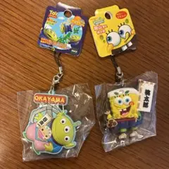 岡山限定　トイ・ストーリー エイリアン & スポンジ・ボブ ストラップ2点セット