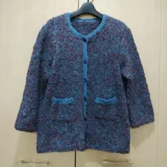 手編みのカーディガン（ハンドメイド作品）　★アイロンで形を整えてください