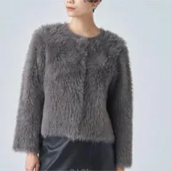 美品 PLST プラステ フェザーヤーン2WAYクルーネックカーディガン