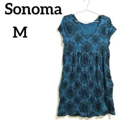 美品✨Sonoma 【M】 花柄プリント ワンピース 両ポケット 上品 華やか