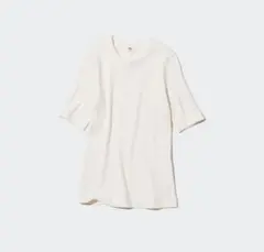 【UNIQLO】リブクルーネックT(5分袖)レディース Mサイズ