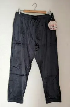 新品 大きいサイズTokyoBiyori黒あったかバックシャギーベロアパンツ4L