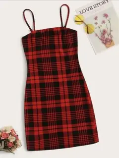 shein キャミワンピ　チェック