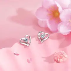 ピアス レディース ハート スワロフスキー ジルコニア シルバー ケース付き