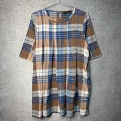 Philan シャツワンピース チェック柄 五分袖