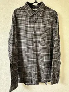 【値段交渉可：送料込】グレー系チェック長袖シャツ フランネル素材