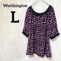 美品✨Worthington 【L】チュニック 総柄 ゆったり トップス 古着